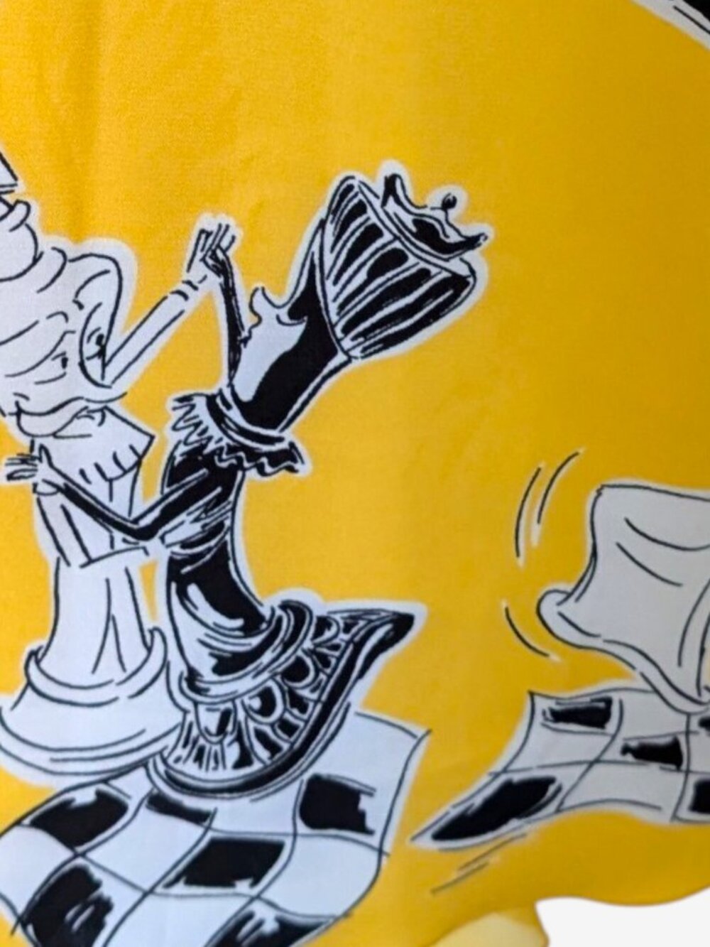 Moschino rare VTG 90's fairy grunge whimsy surrealism art chess yellow dress 6 - Picture 10 of 15